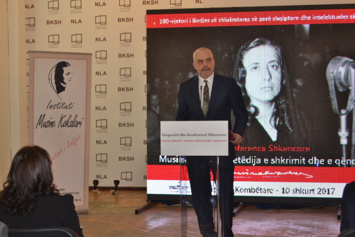 The Prime Minister of Albania, Mr Edi Rama holding his speech